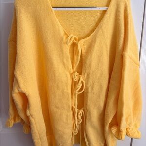 SHEIN Yellow Tie-Front Cardigan